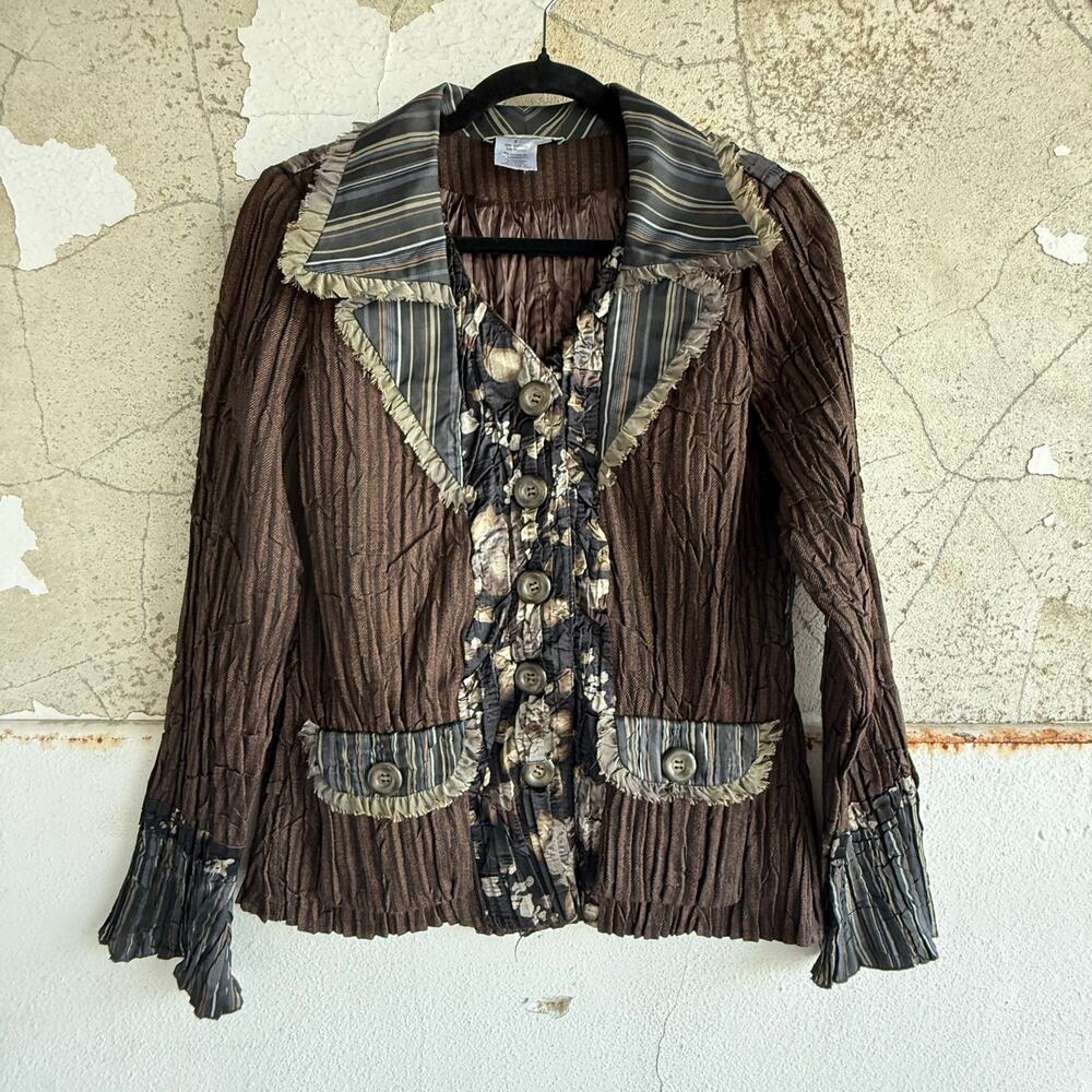 Alberto Makali Blazer Patchwork Blazer Crinkle Fl… - image 1